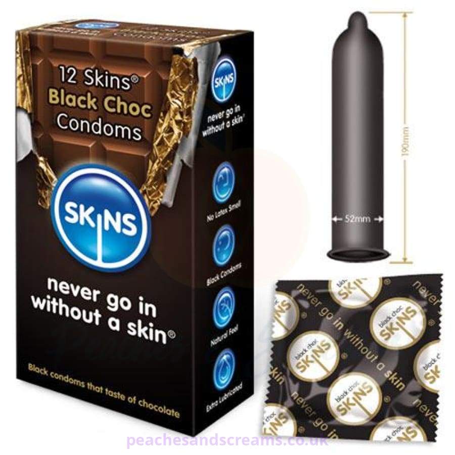 Skins Black Choc Lubricated Premium Condoms 12 Pack