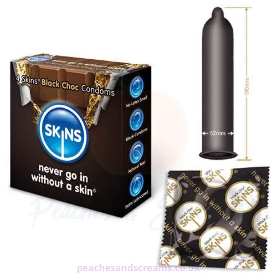 Skins Black Choc Lubricated Premium Condoms 4 Pack