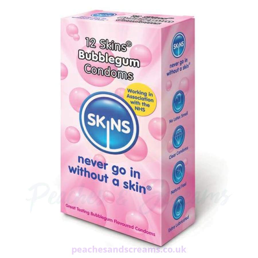 Skins Bubblegum Flavoured Lubricated Premium Condoms 12 Pack