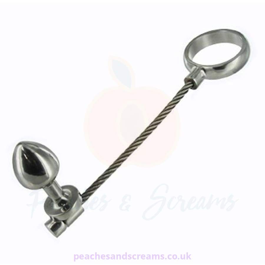 Slide and Ride Steel Cock Ring with Anal Butt Plug
