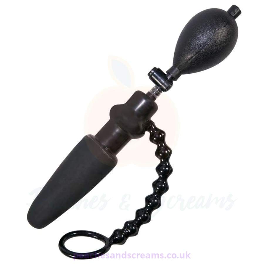 11-Inch Black Inflatable Double Devotion Butt Plug with Cock Ring
