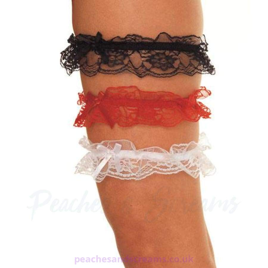 2 Pretty Red Lace Garters With Cute Little Bow Detail