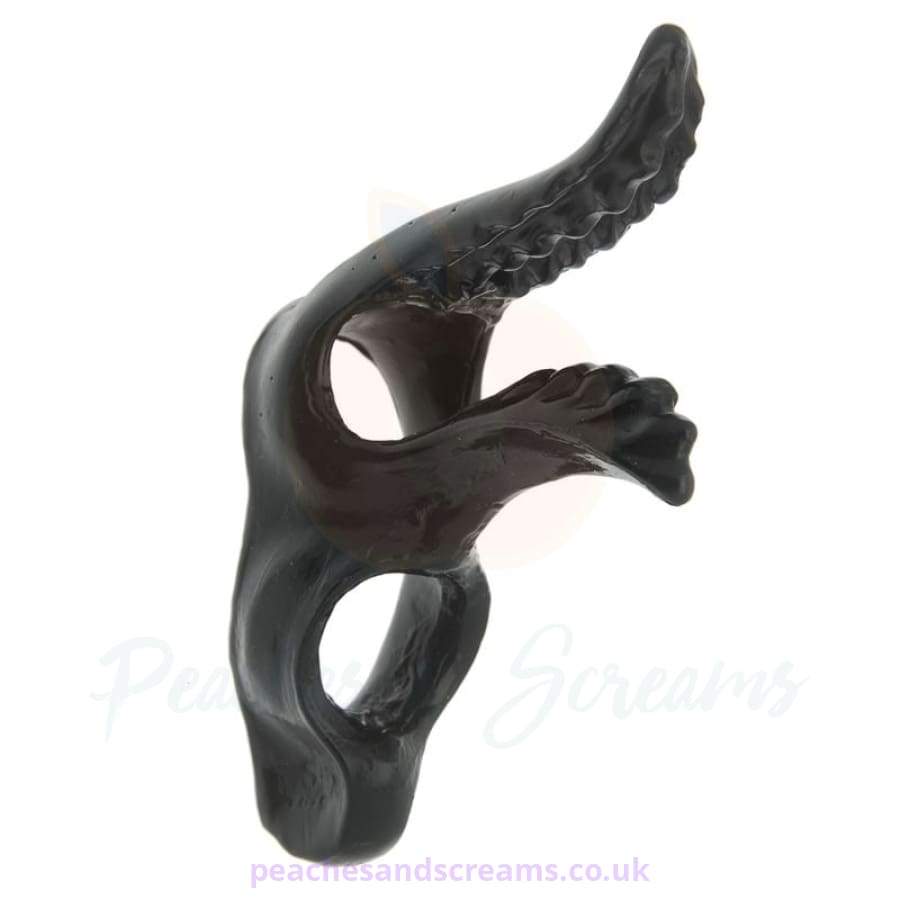 Black PVC Cock Ring and Nut Cruncher with 2 Stimulators