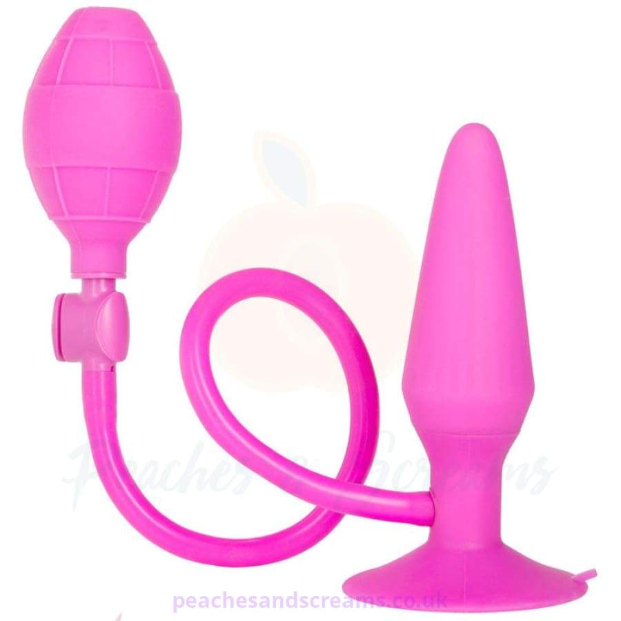 Pink Silicone Inflatable Butt Plug with Suction-Cup Base, Medium